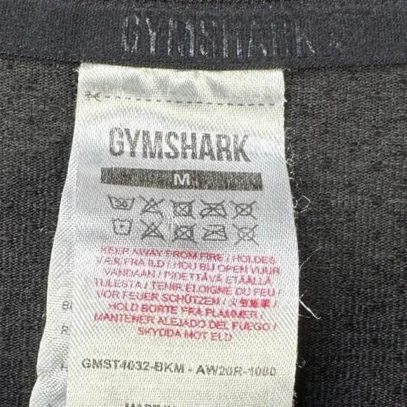 Gymshark Shirt Athletic Men Medium Black Work Out Gym Exercise Logo Short Sleeve